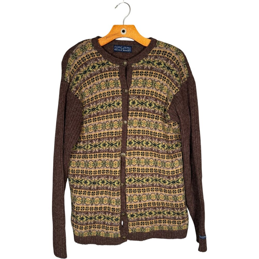 Vintage Point Zero Wool (?) Cardigan Sweater Eclectic Grandpa Funky S